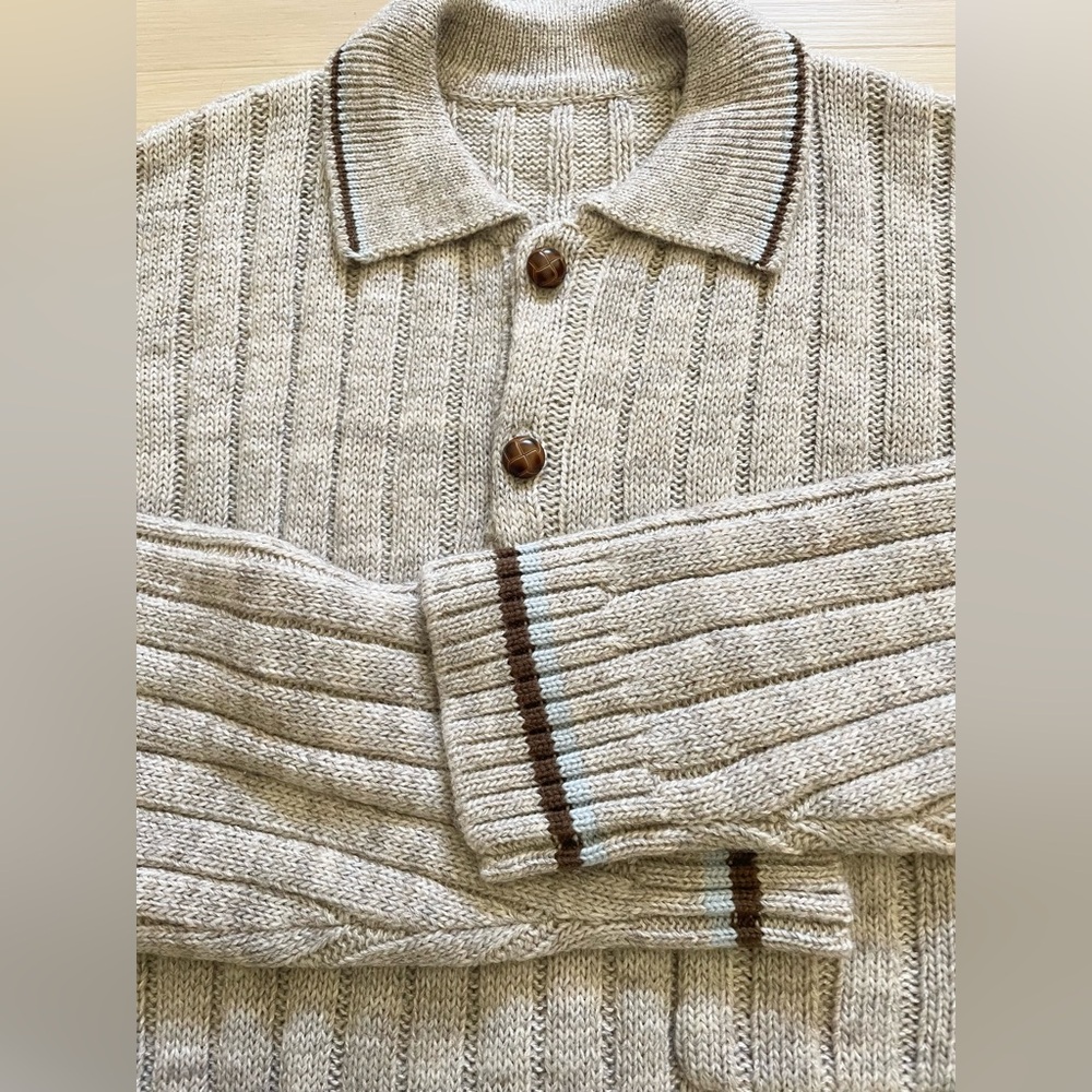 Ro Roo Ma Designer Ribbed Knit Henley Sweater S - Picture 8 of 11